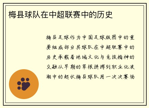 梅县球队在中超联赛中的历史
