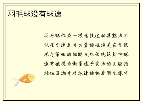 羽毛球没有球速
